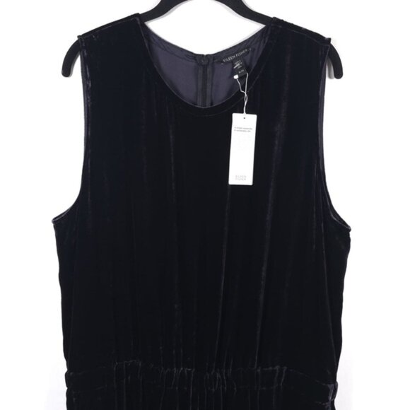 NWT EILEEN FISHER SILK Blend Velvet Wide-Leg JumpsuitEasy Fit Cropped Length XL - Picture 12 of 16